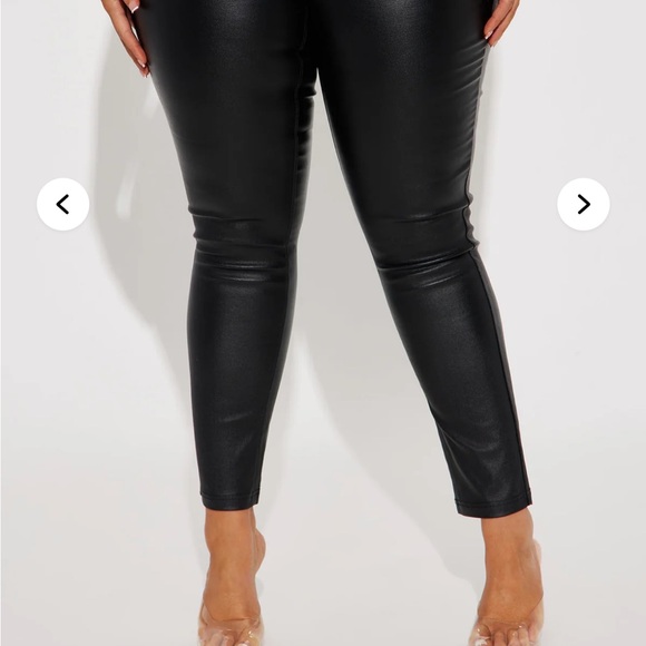 Women's Black Faux Leather Pants - Picture 4 of 4